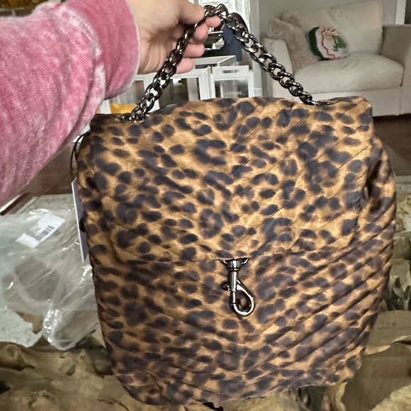 Rebecca Minkoff Edie Leopard Backpack NWT Quilted Chain Bag main image 12